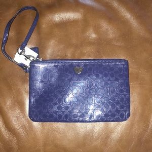 Coach purple patent leather wristlet NWT